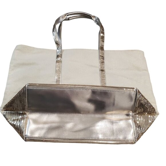 Victoria's Secret Gold Sequin Tote Bag With Double Handles and Zipper Closure - Picture 6 of 11